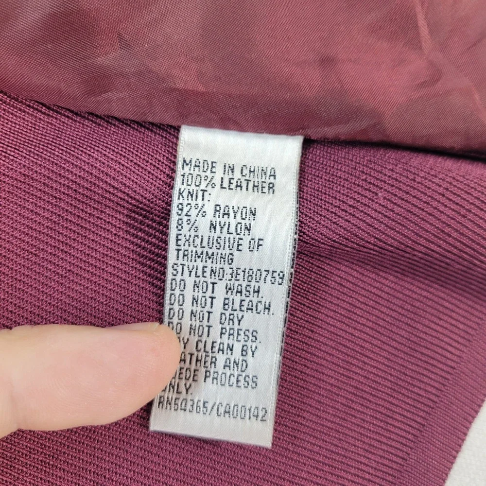 Nygard Collection Leather Knit Jacket Womens XL Burgundy Zip Mixed Media - Picture 4 of 7